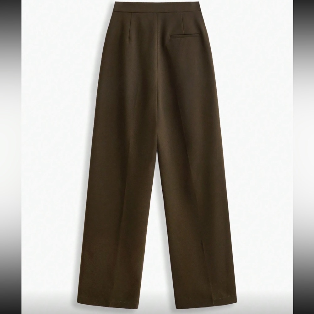 MOTF Olive Green Wide Leg Tailored Pants Trousers | Size S | NWT - Picture 2 of 15